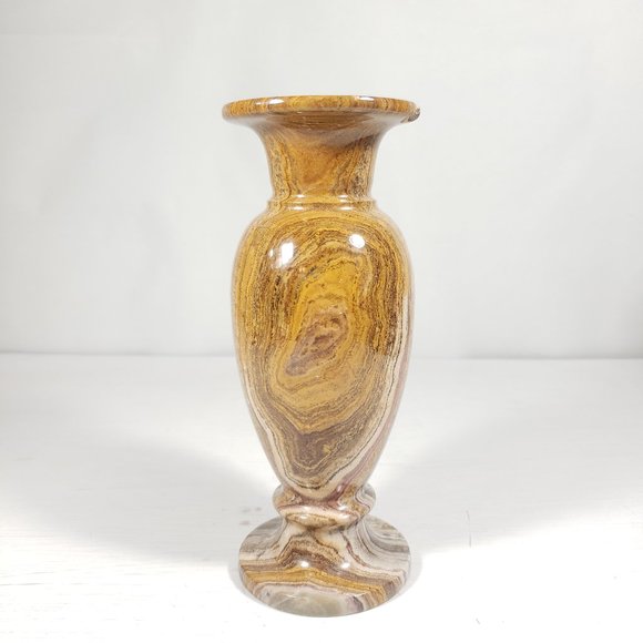 VTG Red Onyx Vase 8" Vein Cut Marble Stone - Picture 1 of 8